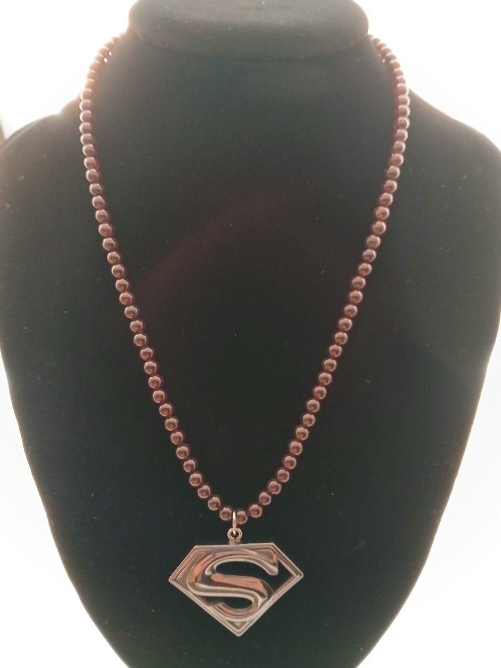 Red Superman Necklace Garnet Stones 17.5 Inches